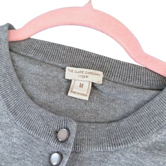 J Crew The Clare Cardigan Women's Grey Button Front Knit Sweater Size M - Picture 2 of 3